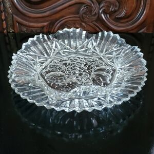 (2pc) 11" "Federal Glass Co. "Pioneer Clear" Crimped Bowl & 11" Plate